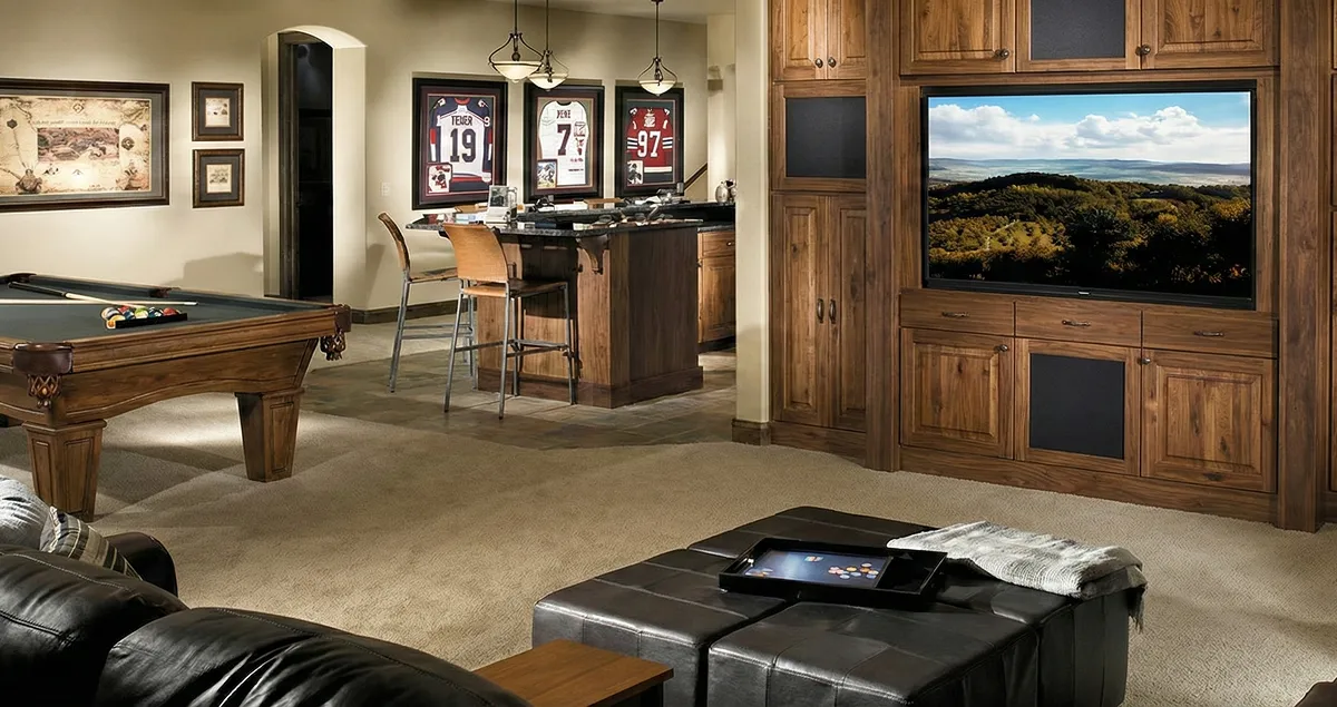finished basement remodeling project transforming a basement into a comfortable living space in Charlotte, NC