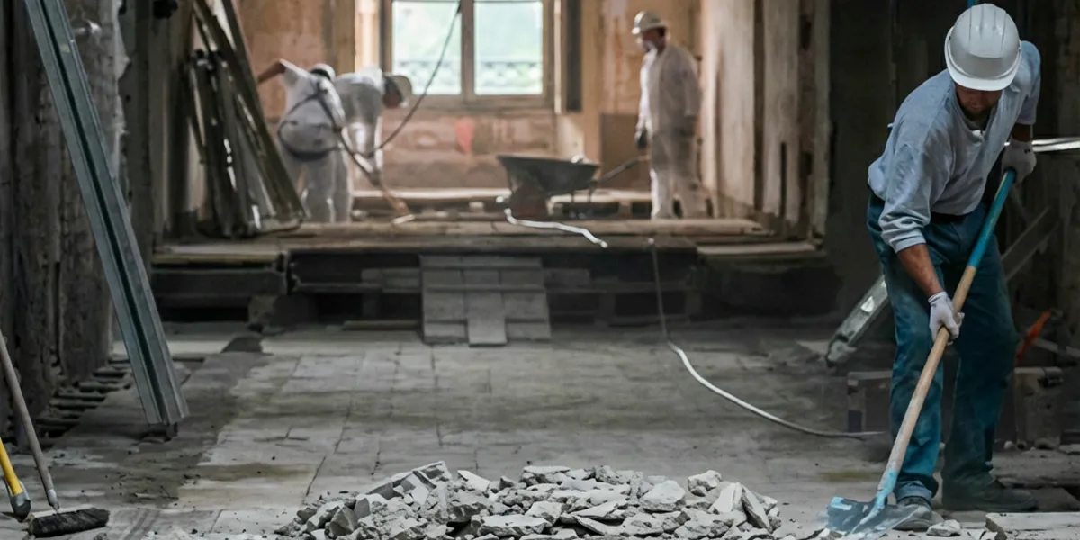 fire damage restoration professionals performing structural cleanup and restoration after a fire in Charlotte, NC