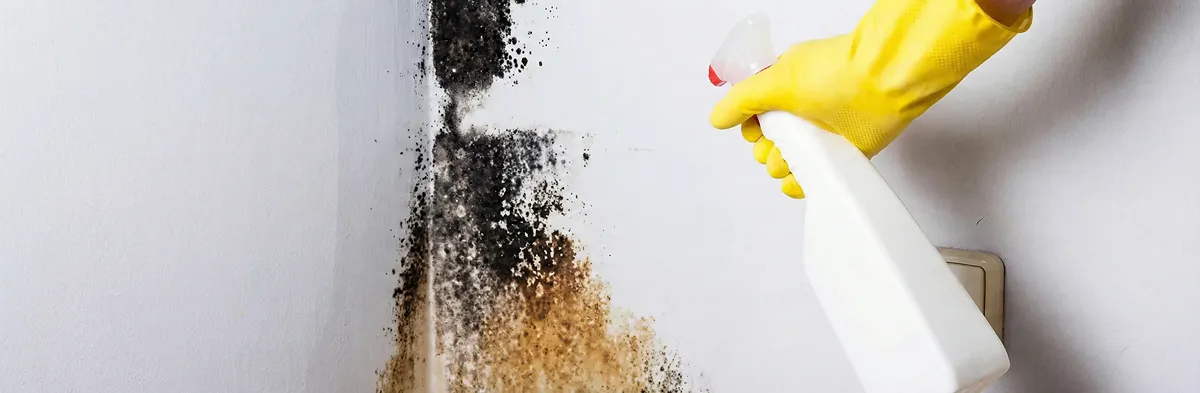 visible mold growth on an interior wall being treated during mold removal service in Charlotte, NC