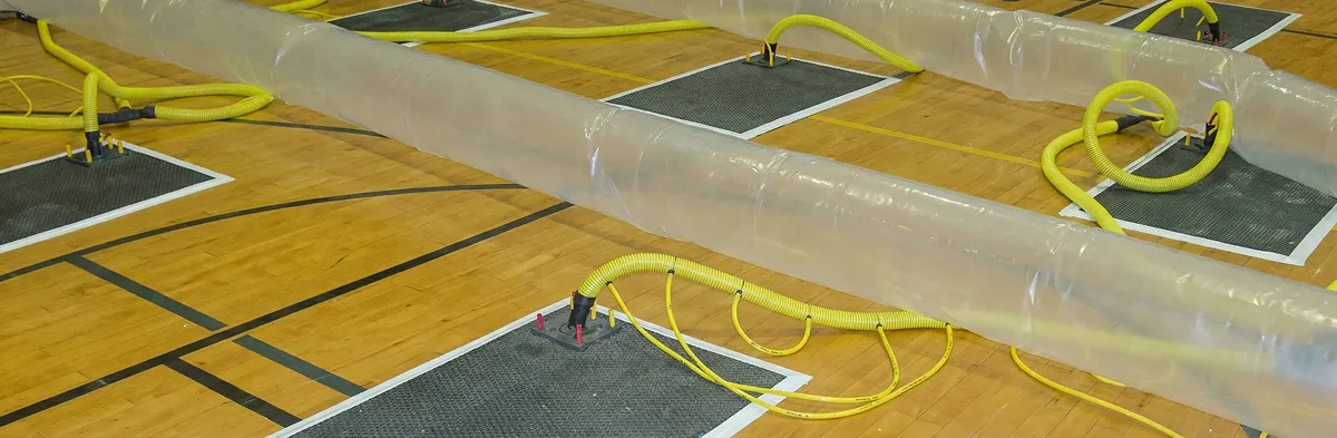 water clean up drying system set up to remove moisture and prevent further damage in Charlotte, NC